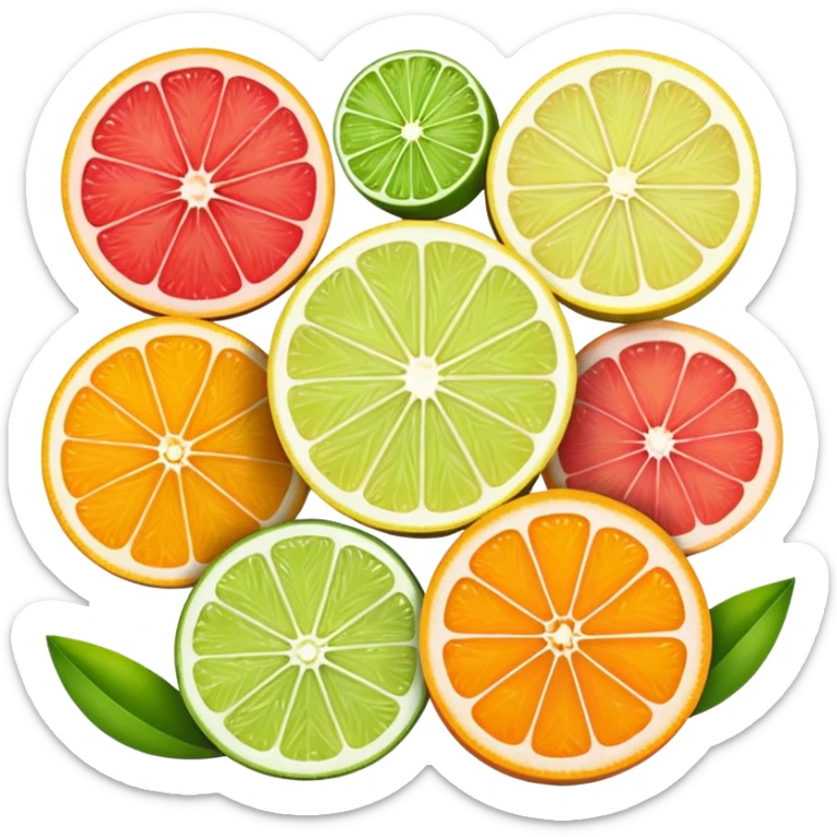 Emoji of slices of oranges, lemon, lemongrass, lime, grapefruit sticker