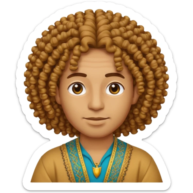 Emoji with Moroccan / Amazingh guy with curly hair, loooking like music artist Central Cee sticker
