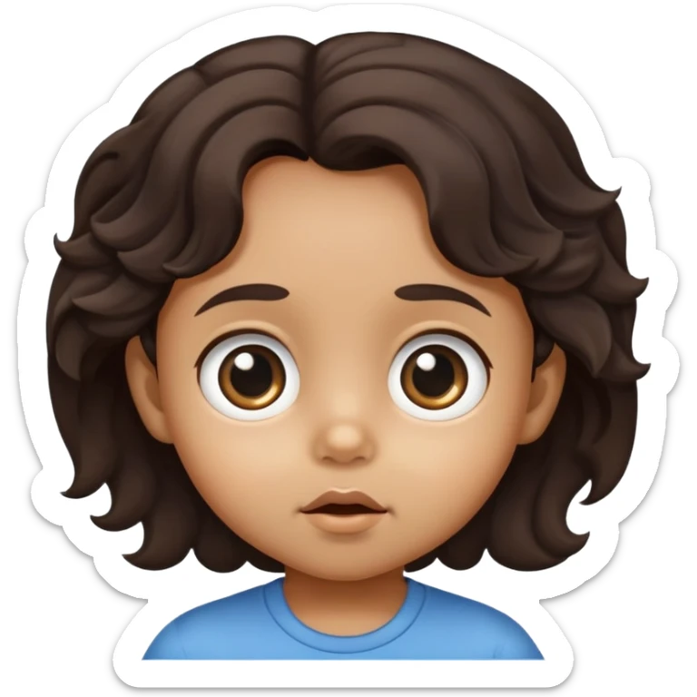 toddler face with big eyes, medium skin tone, and dark wavy hair sticker