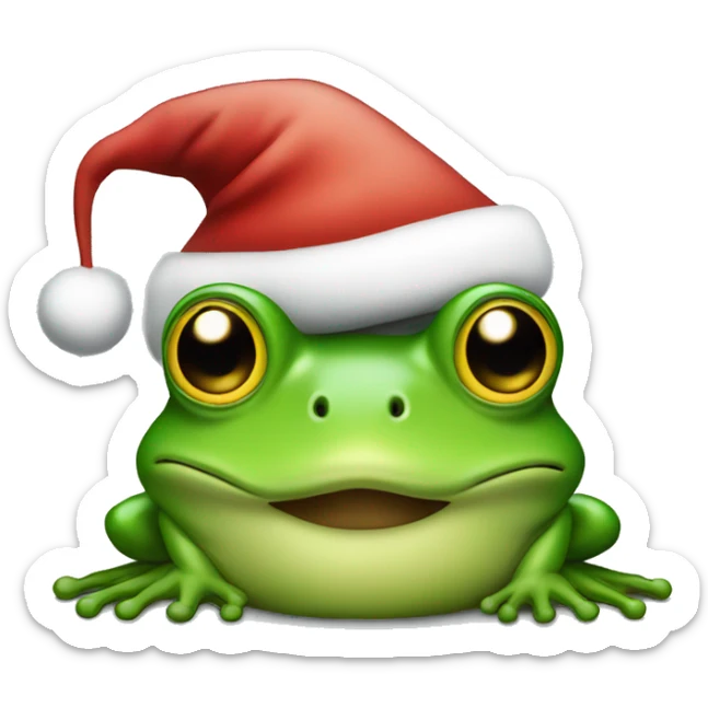 Frog wearing a santa hat sticker
