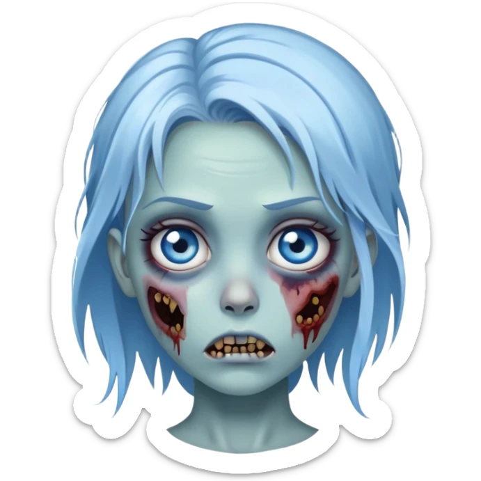 Zombie girl and Hair blue and eyes blue  sticker