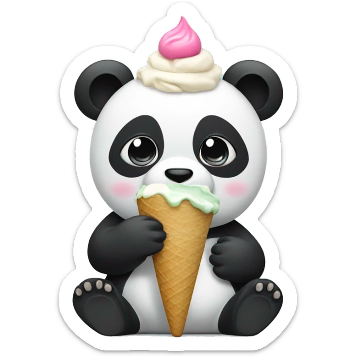 Panda eating ice cream sticker