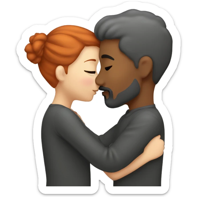 redhead kissing her boyfriend with dark gray hair and a goatee Hair sticker