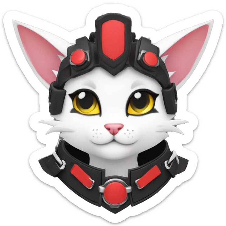 Anthro cool cute edgy elegant pretty black punk techwear red fantasy nargacuga-bat-cat-Fakemon collar harness warrior full body sticker