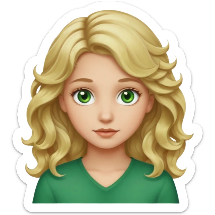 Girl with blond wavy hair and green eyes sticker