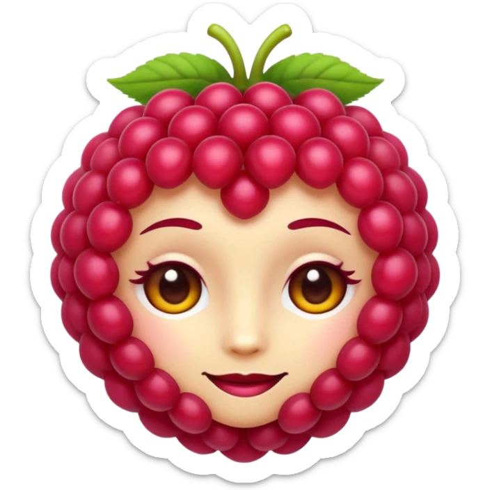 Sexy queer Raspberry emoji, cute and minimalistic style, warm eyes and gentle smile, flat design, soft shapes, clean modern look, highly recognizable at small sizes, centered composition, transparent or solid background, app icon quality. No human face sticker