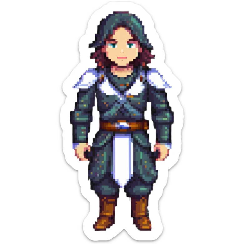 icon of a person demonstrating the pasha technique in pixel art style, simple and clear sticker