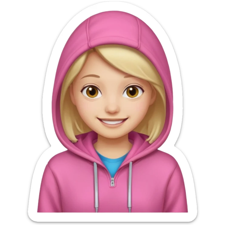 a portrait of girl wear pinkhoodie sticker
