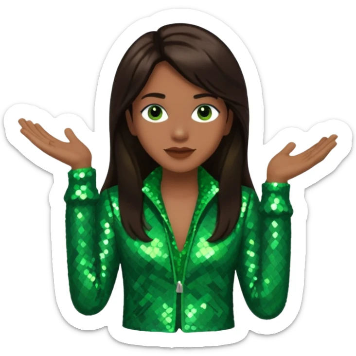 Sam Watters, R&B Singer (b. 1970) from Color Me Badd with long dark brown hair, green sequin outfit sticker