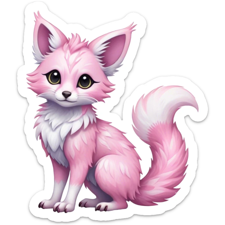 Epic Feral Rare Fantasy shiny pastel Vernid-Trico-species by LiLaiRa, random markings, tufted tail, tufted ears, full body sticker