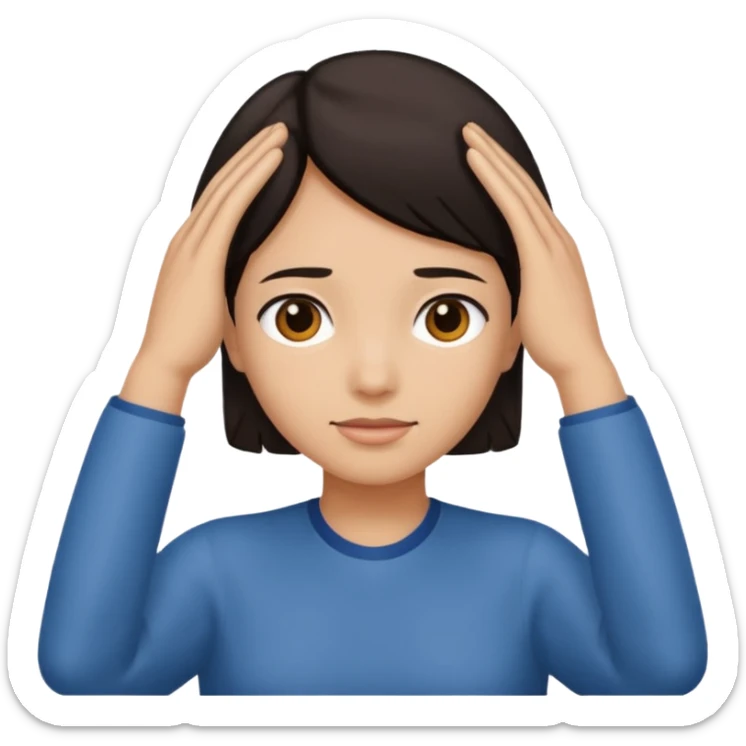 🥷🏽: inspire toi de cet emoji faisant en sorte qu’il est les mains sur les deux côtés de la tête  sticker