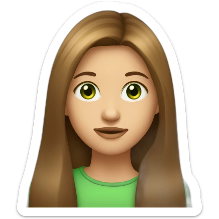 brown-straight-long-hair-and-green-eyed-girl-with-beauty-spot-on-the-chin-and-cheek sticker
