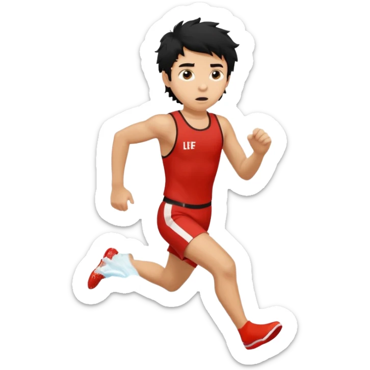 Lifeguard Teenager with Black messy hair running to save lives sticker