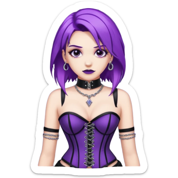 my nickname on the discord server is Little VIper, i have purple hair and an alt/goth style so like corsets and black with silver chains. i want a animated emoji with the text "'Lil Viper Mad" sticker