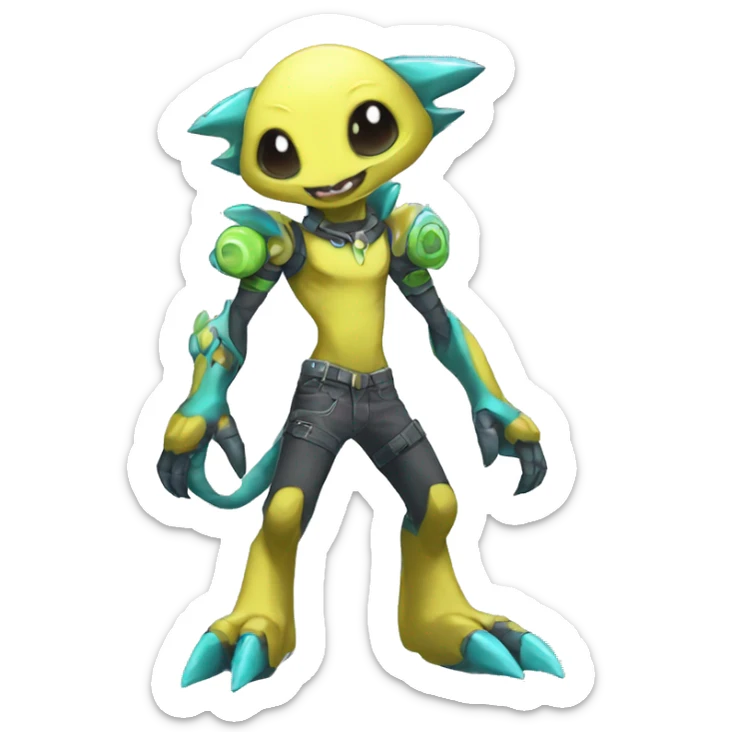 cute cool edgy colorful ethereal alien punk Digimon-Fakemon-animal full body sticker