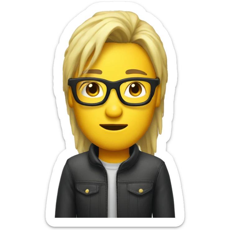 People with yellow  skin and straight coma hair x mullet ad with glases  sticker