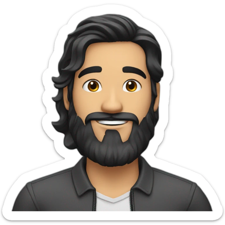 Voice over artist jefferson melo from brazil, bearded, wave mid long black hair sticker