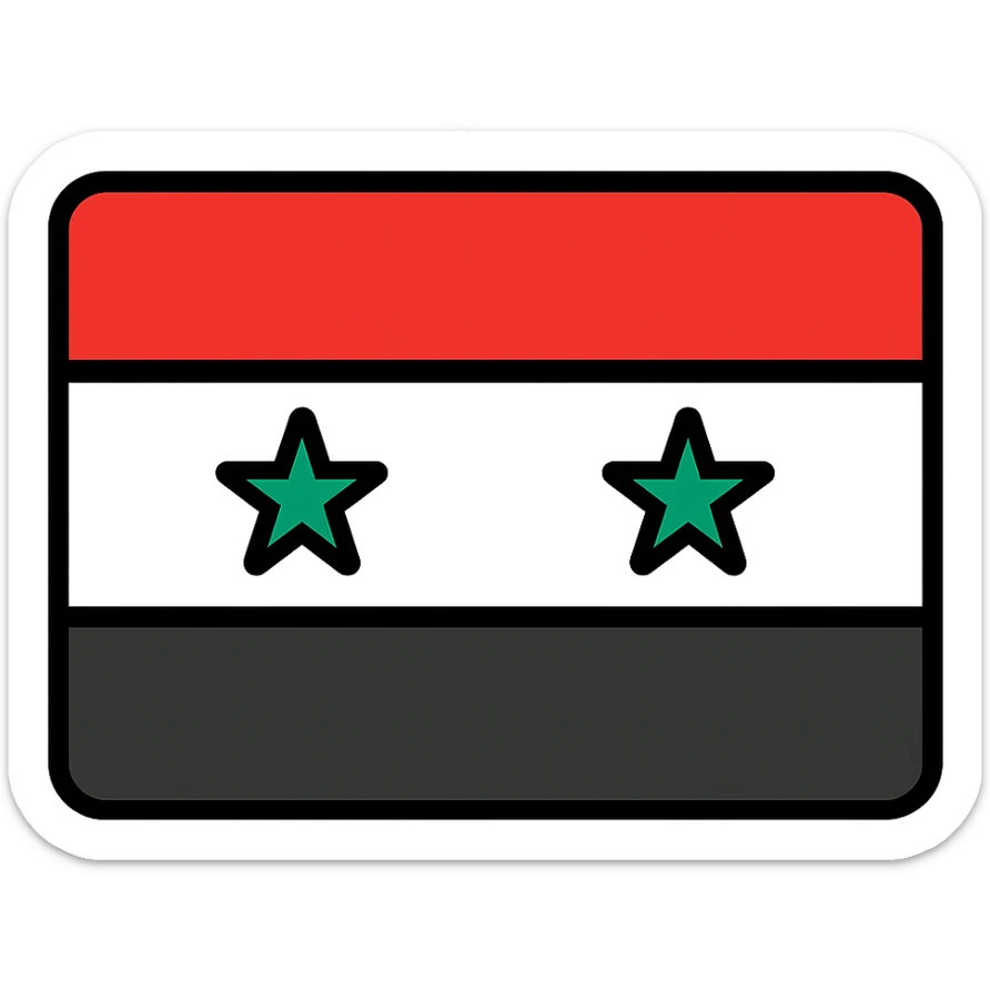the flag of Syria, icon style, clean and minimal, no text sticker