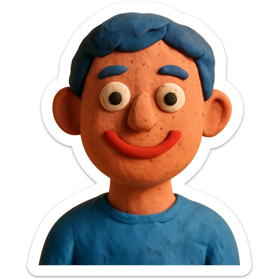 portrait emoji of a smiling person in claymation style sticker