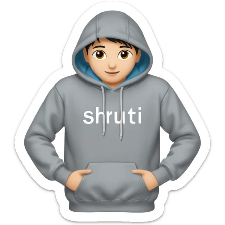 Make a hoodie with shruti written on it with exact spelling and only hoodie without model sticker