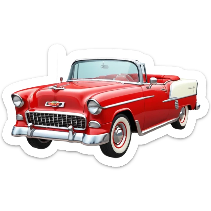 1955 Chevrolet Bel Air Convertible, Red-White color, 32x32 pixels, aspect ratio: 1:1 sticker