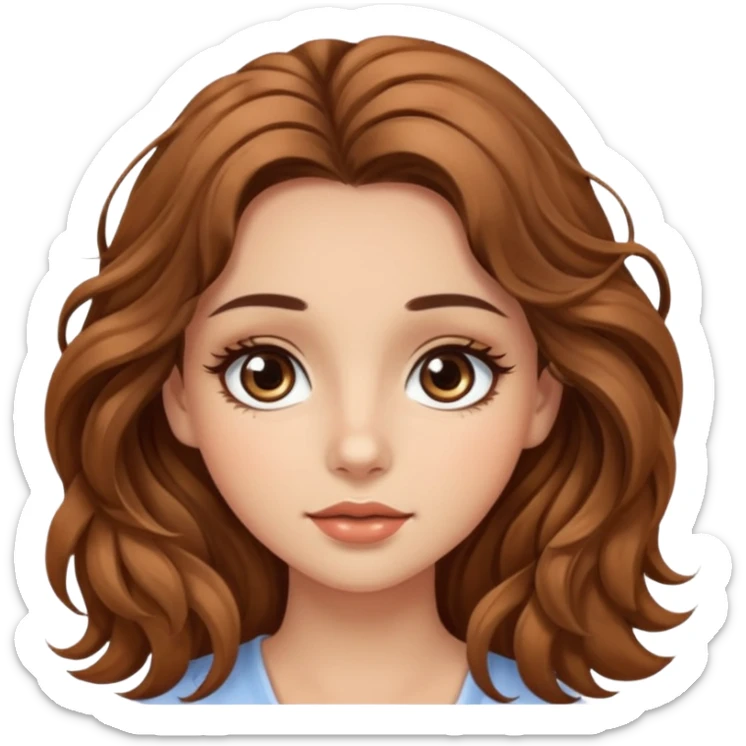 big brown eye long lashes wavy brown hair wheat skin beautiful girl  sticker