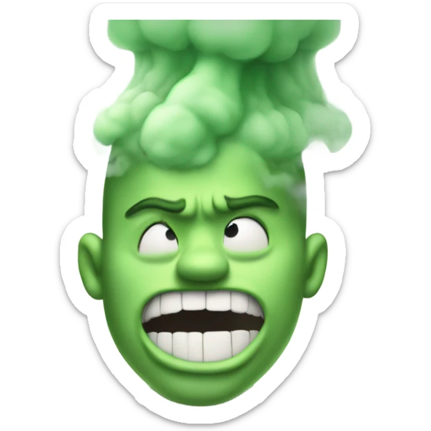 bad breath Captain underpants green smoke coming out of mouth white skin tone sticker