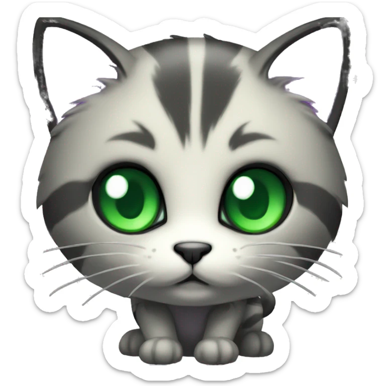 Black Dark-type-Fakémon-Cat Purple eyes, green gem on chest, full body sticker