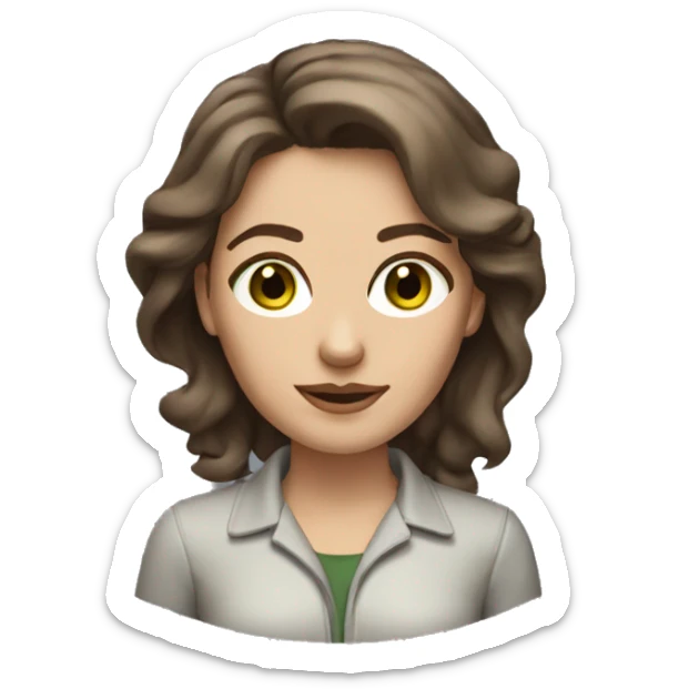 Woman facade designer with brown hair and greeney grey eyes  sticker