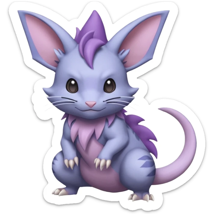 Nidoran-Purrloin-Delcatty-Rattata-Pokémon-hybrid-fusion-creature (full body) sticker