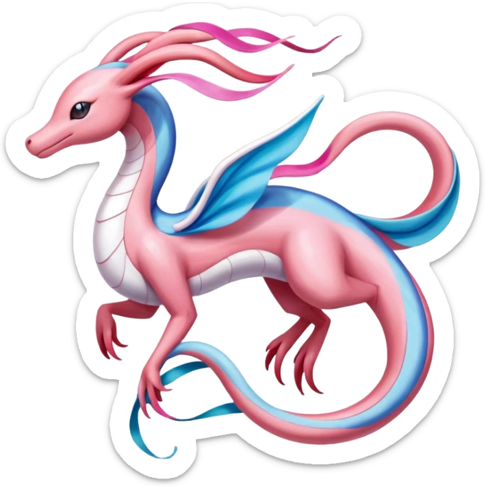 Milotic-Sylveon-Dragonair-Fakémon-hybrid-creature (full body)  sticker