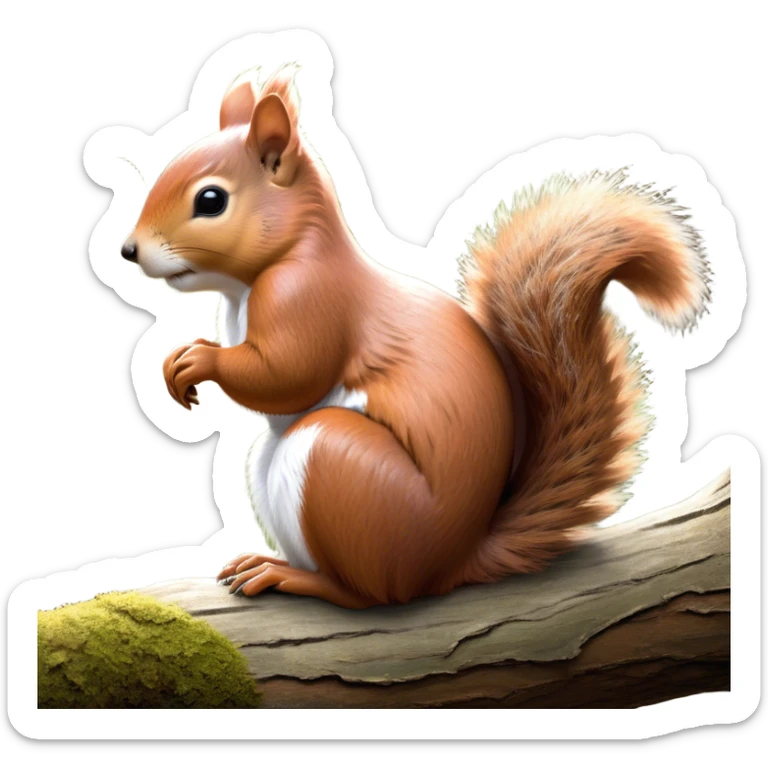 Beautiful and Majestic Squirrel Portrait Emoji, Head and body rendered in serene repose with a gentle, content smile and softly closed eyes, showcasing a delicately textured, bushy-tailed form and perky little ears, Simplified yet exquisitely endearing features, highly detailed, glowing with a soft, drowsy woodland light, high shine, relaxed and utterly enchanting, stylized with an air of timeless forest majesty, soft glowing outline, capturing the essence of a beautiful and majestic squirrel that embodies the pure charm of nature! sticker