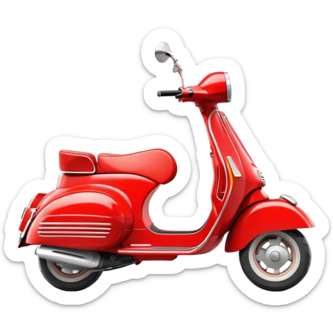 Cinematic Realistic Vespa Pop Culture Emoji, depicted as a sleek vintage scooter symbolizing Italian style rendered with dynamic detail and retro lighting. sticker