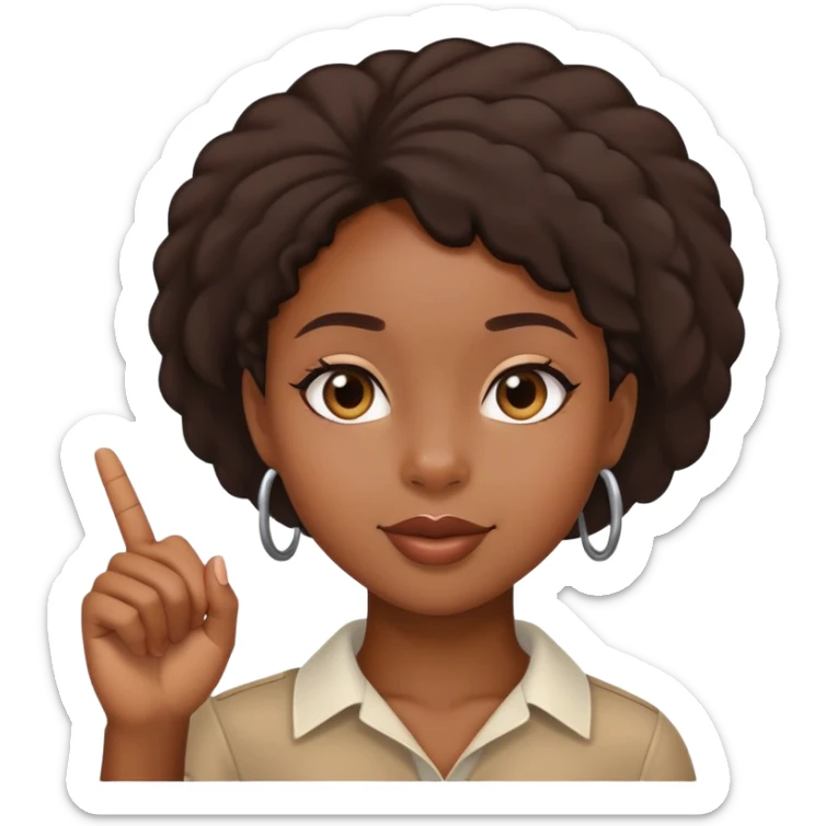 a black girl with finger up sticker