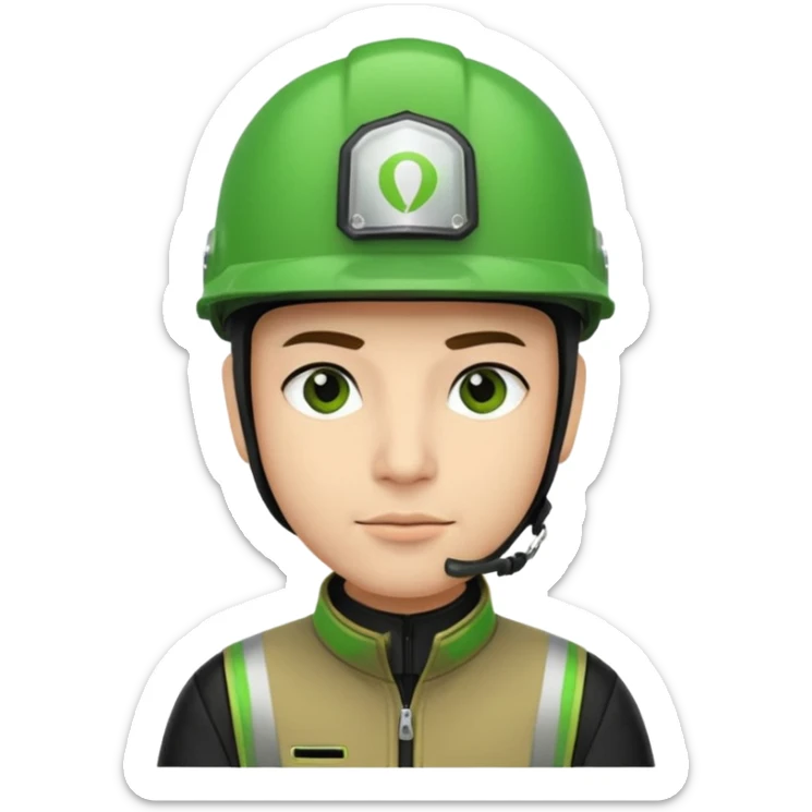 ojek online driver, using motorbike, the helmet is green. green jacket, not green motorbike (maybe a black jacket with green stripes just a little) then please make the driver not looking at "camera". the first one is good. but can you make the driver just look at the road not looking at me sticker