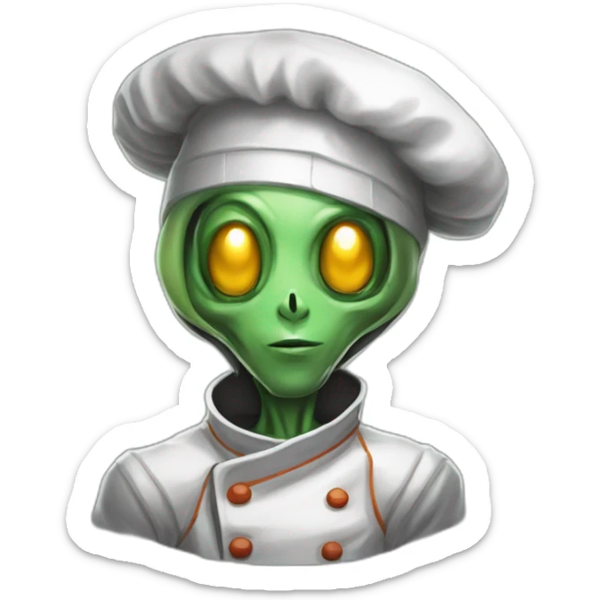 alien chef scifi roguelike rpg style inspired by slay the spire digital art sticker