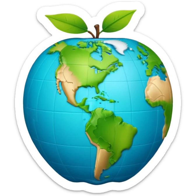 3D globe in Apple emoji style, Germany clearly marked in Europe, green arrow pointing from Germany to USA in North America, word 'VPN' in modern bold sans-serif font, smooth gradients, soft shadows, realistic 3D look, no other text, suitable for Instagram Reel sticker