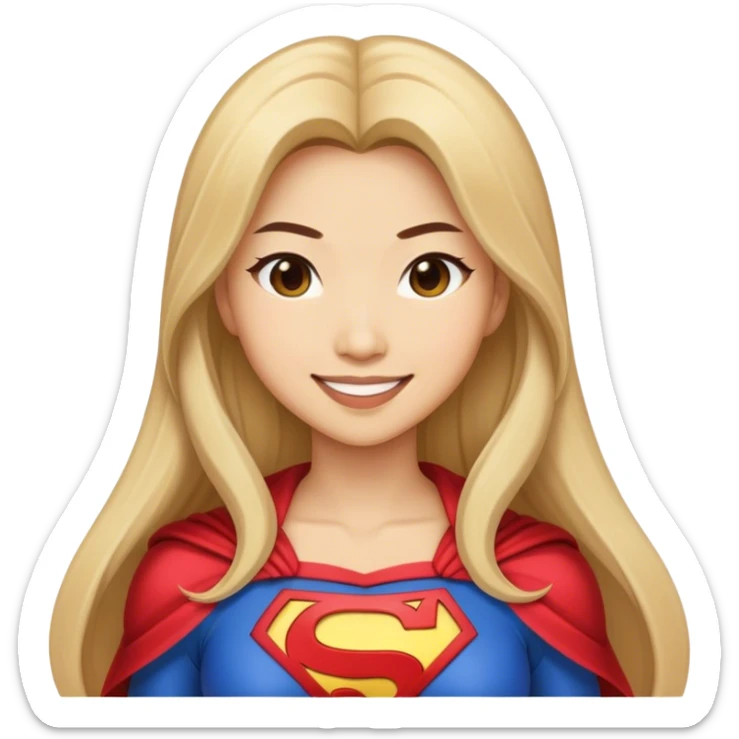Asian superhero wife with long dark blonde hair light skin smiling sticker