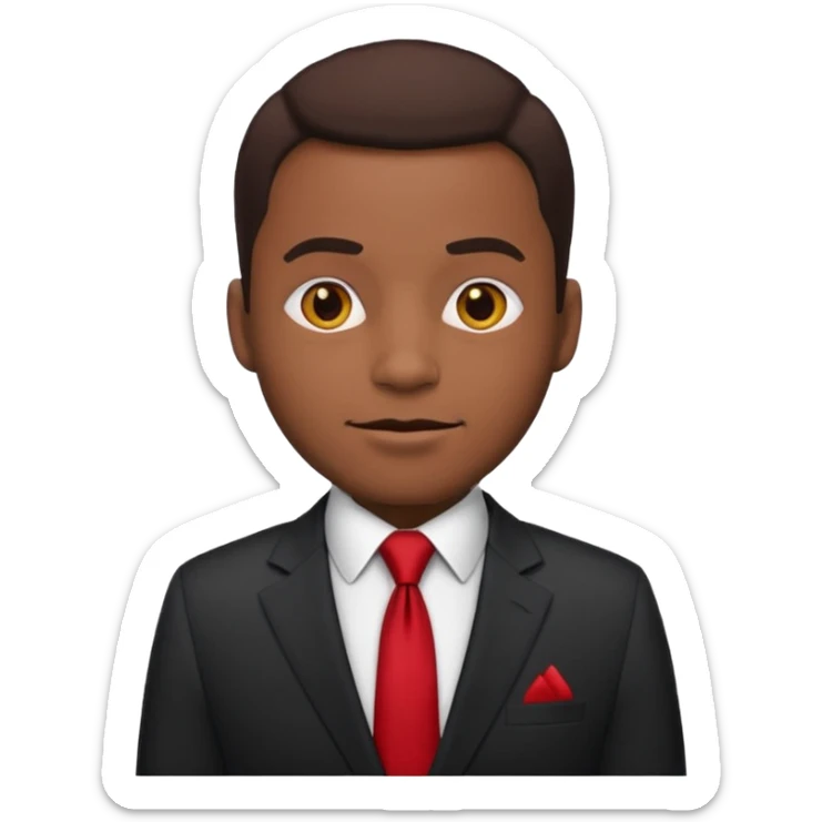 African American man in a suit and red tie, posing like a politician, emoji style sticker