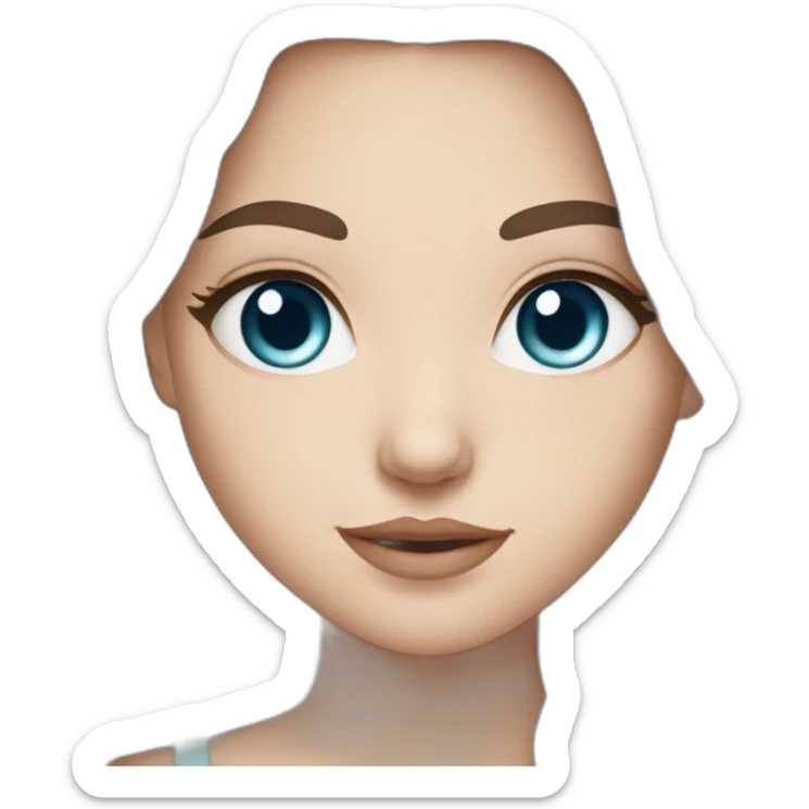 White girl with pastel blue eyes and long luscious voluminous dark brown hair sticker