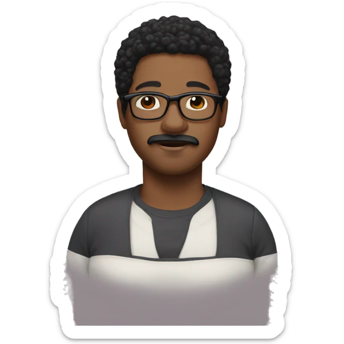 african american man with a mustache and short black hair and glasses, pregnant sticker