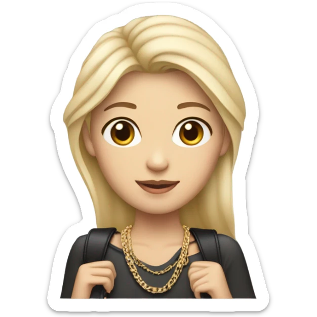 Blonde Chanel Asian Girl with Birkin bag and Chanel necklace sticker