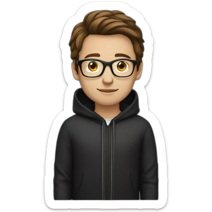 it specialist man glasses brown hair black hoodie sticker