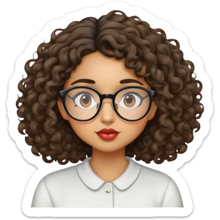 Kissing a olive skin toned girl with glasses and medium length curly hair sticker