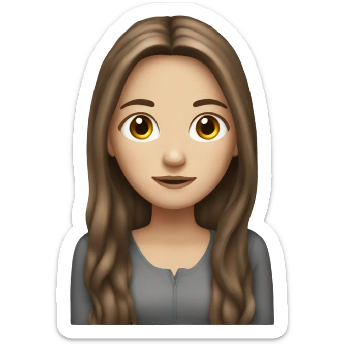 White girl with long brown hair sticker