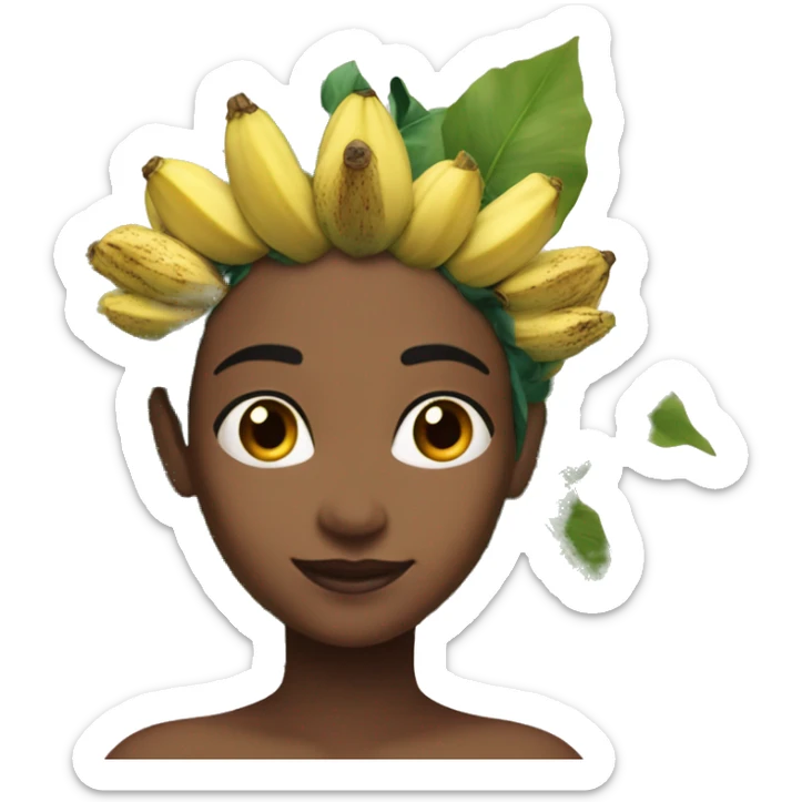 generate a mulato fairy who circles the water with a banana flower-crown sticker