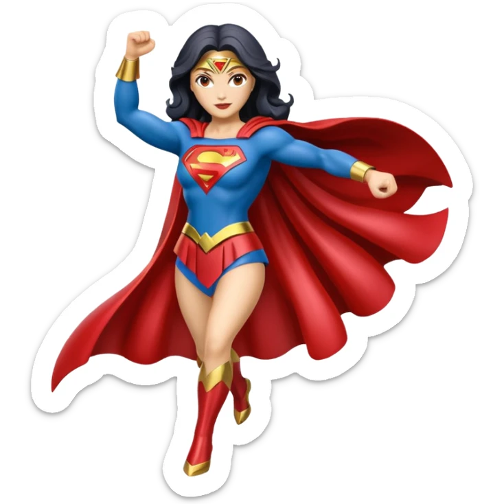 Isolated, ultra detailed illustration of the most incredibly beautiful and brightly colored DC Super hero, Superwoman
figurine imaginable, toy style. sticker