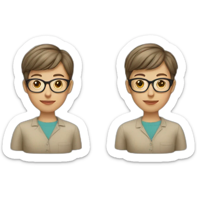 Teacher with short hair wearing glasses sticker