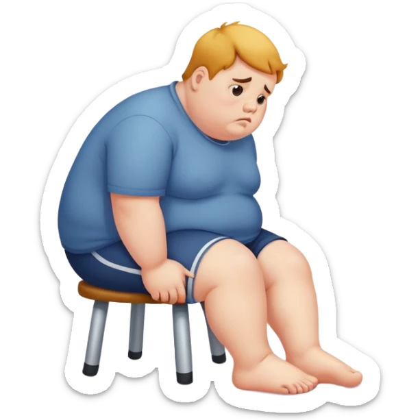 Fat person trying to see their feet, but they can’t sticker