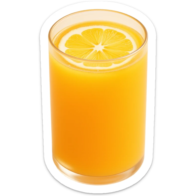 glass of orange juice with condensation, realistic and vibrant, skeuomorphism icon style sticker